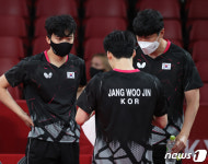 남자 탁구, 단체전 동메달결정전서 일본에 완패