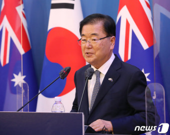 한-호주 외교·국방 장관 기자회견 하는 정의용 장관
