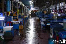 자율적 영업중단 텅 빈 마포농수산물시장