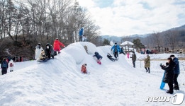 증평민속체험박물관 썰매장, 가족단위 방문객 인기