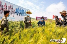 북한 숙천군 백암농장…올해 전투를 승리로