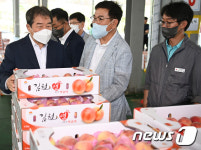 취임 첫날 농산물도매시장 방문한 김충섭 김천시