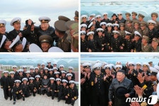 북한 김정은, 연포온실농장 건설부대 지휘관들과 기념사진 촬영