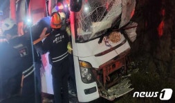 춘천서 버스가 전신주 받아 순간 정전…일대 한때 교통 체증