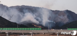 삼척 근덕면 동막리 산에서 발생하는 연기