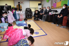 설빔 입은 어린이들, 합동 세배