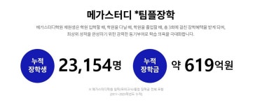 메가스터디학원 팀플장학제도 누적 장학생수 2만3154명 돌파