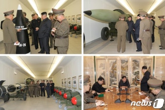 핵무기 사업 지도하는 김정은…새 핵탄두 추정 물체 앞에서 대화