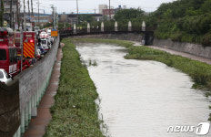 호우로 불어난 부산 사상구 학장천서 60대 여성 실종