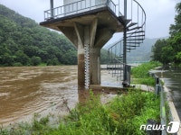 괴산댐 방류하면 침수 충주 살미면 싯계리 천변 도로 통제