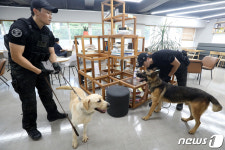 대구시청 산격청사 수색하는 경찰특공대와 탐지견