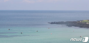 제주 바다서 카약 타고 둥둥