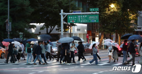 퇴근길에 내리는 가을비