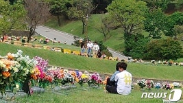 충북 공원묘지 곳곳 성묘객 북적…가족단위 나들이객 웃음 가득