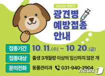 파주시 11~20일 광견병 예방접종…본인 부담 1만원