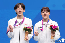 은메달 획득한 이소희·백하나