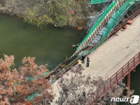 붕괴된 안계댐 교량
