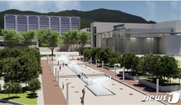 해남군청 앞 군민광장에 바닥분수 조성…물·빛·음악 조화