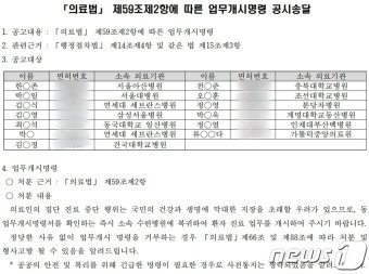 정부, 박단 대전협 회장 등 전공의 13명에 '업무개시명령' 첫 공시송달
