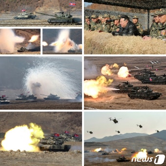 북한 김정은, 탱크병 부대 경기 지도…