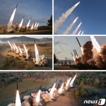 북한, 어제 초대형방사포 사격훈련…공중폭발 모의시험도 진행