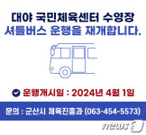 군산시, 대야국민체육센터 수영장 셔틀버스 4월부터 운행재개