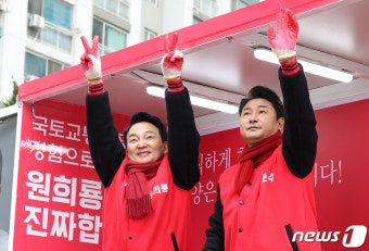 차량 유세 나선 원희룡·이천수