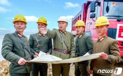 북한 군인건설자들, 석화간석지 1차 물막이 공사 마감단계 진입