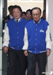 중앙선대위 참석하는 이재명 대표와 이해찬 선대위원장