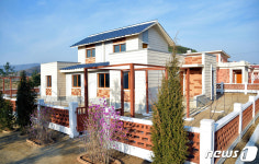 북한 평안북도 태천군 룡흥농장 새로운 살림집 전경