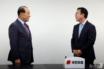 홍철호 정무수석과 대화 나누는 황우여 비대위원장