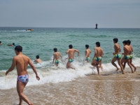 마음은 여름…강릉 경포바다에 풍덩, 해변 유채꽃 배경 찰칵
