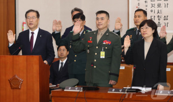 '채상병 특검' 입법청문회, 증인 선서