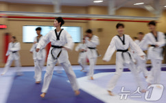 공개 훈련 갖는 태권도 대표팀