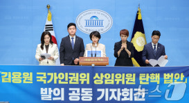 탄핵 법안 발의 기자회견하는 서미화