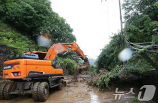 도로 막은 산사태