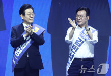 이재명·김민석, 득표율 1위 후보들의 만남