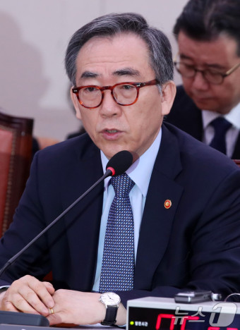 의원 질의 답하는 조태열 장관