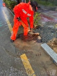 돌산대교 재해문장전광판 | 여수 도로에 물 가득