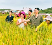 북한 평성시 자산농장 풍요한 가을 안아온 기쁨