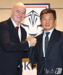 [뉴스1 PICK]정몽규 축구협회 회장 만나 힘 실어준 인판티노 FIFA 회장