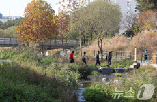 세곡천 산책하는 시민들