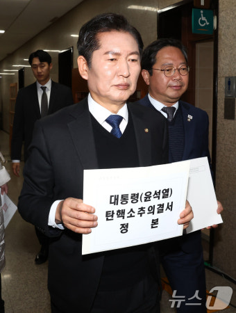 국회서 헌법재판소 향하는 정청래 법사위원장