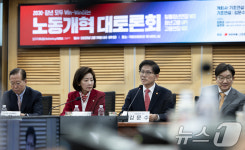 노동개혁 토론회 기조연설 하는 김문수 장관