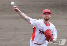 빅리그 출신 KIA 올러, 첫 실전서 153km…네일 짝꿍 찾았다