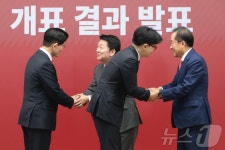 인사나누는 국민의힘 대선 경선 후보들