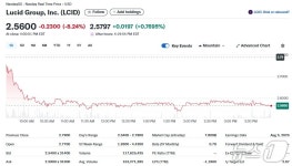 루시드 10대 1 주식 액면 병합, 주가 8.24% 폭락