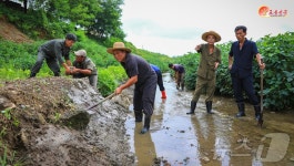 여름철 수해 대비하는 北 낙랑구역 긴골농장 주민들