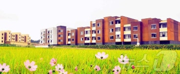 북한 은천군 마두농장에 들어선 새 주택들