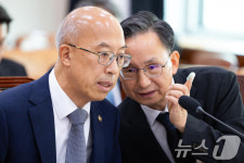 [국감]김창범 차장과 대화하는 조원철 법제처장